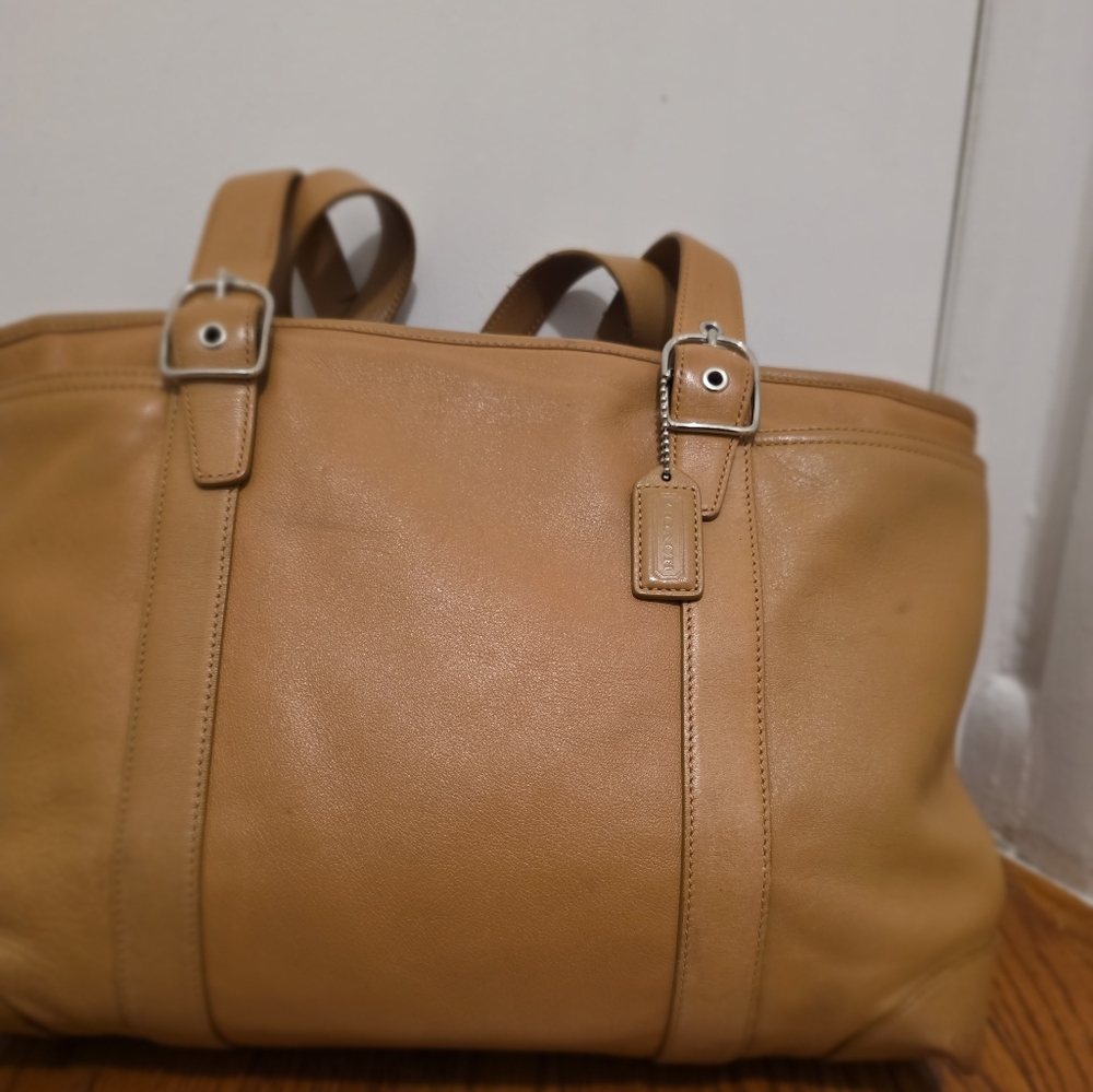 COACH Vintage Hampton Large Carryall ToteBag, English Tan Leather 6460.☆..